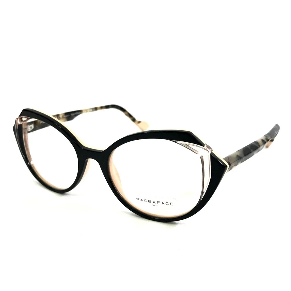 Face A Face Eyeglasses Frames KALEDO 1 COL 6091 ER Black on Soft Pink 49-17-142